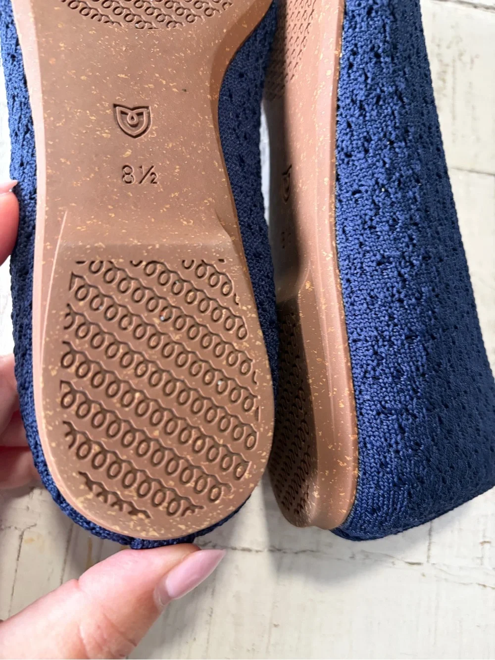 Rothy’s the Max Square in Deep Navy Crochet size 8.5 Knit Flats In Love Insoles - Picture 12 of 14